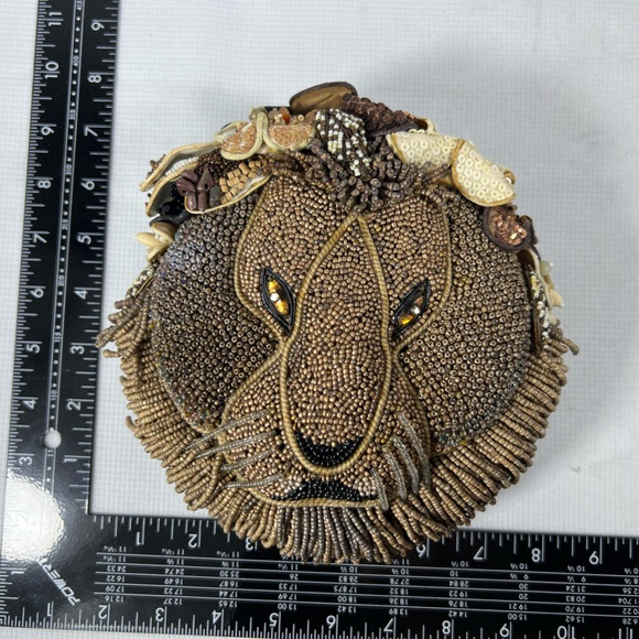 Mary Frances Beaded Lion Face Novelty Clutch Crossbody Purse - Picture 8 of 8